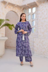 Regal Purple Floral Lawn Pret 2PC