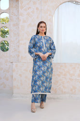 Serene Blue Floral Lawn Pret2PC