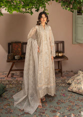 K-151-TAN BROWN Embroidered Organza Pret 3Pcs