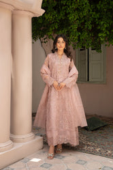 K-151-LILAC Embroidered Organza Pret 3Pcs