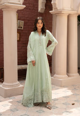K-165-PASTEL GREEN Embroidered Chiffon Pret 3Pcs