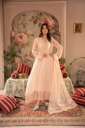 K-165-PEACH Embroidered Chiffon Pret 3Pcs