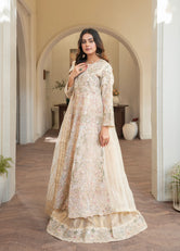 LUXURY-022-BEIGE Embroidered Organza Pret 3Pcs