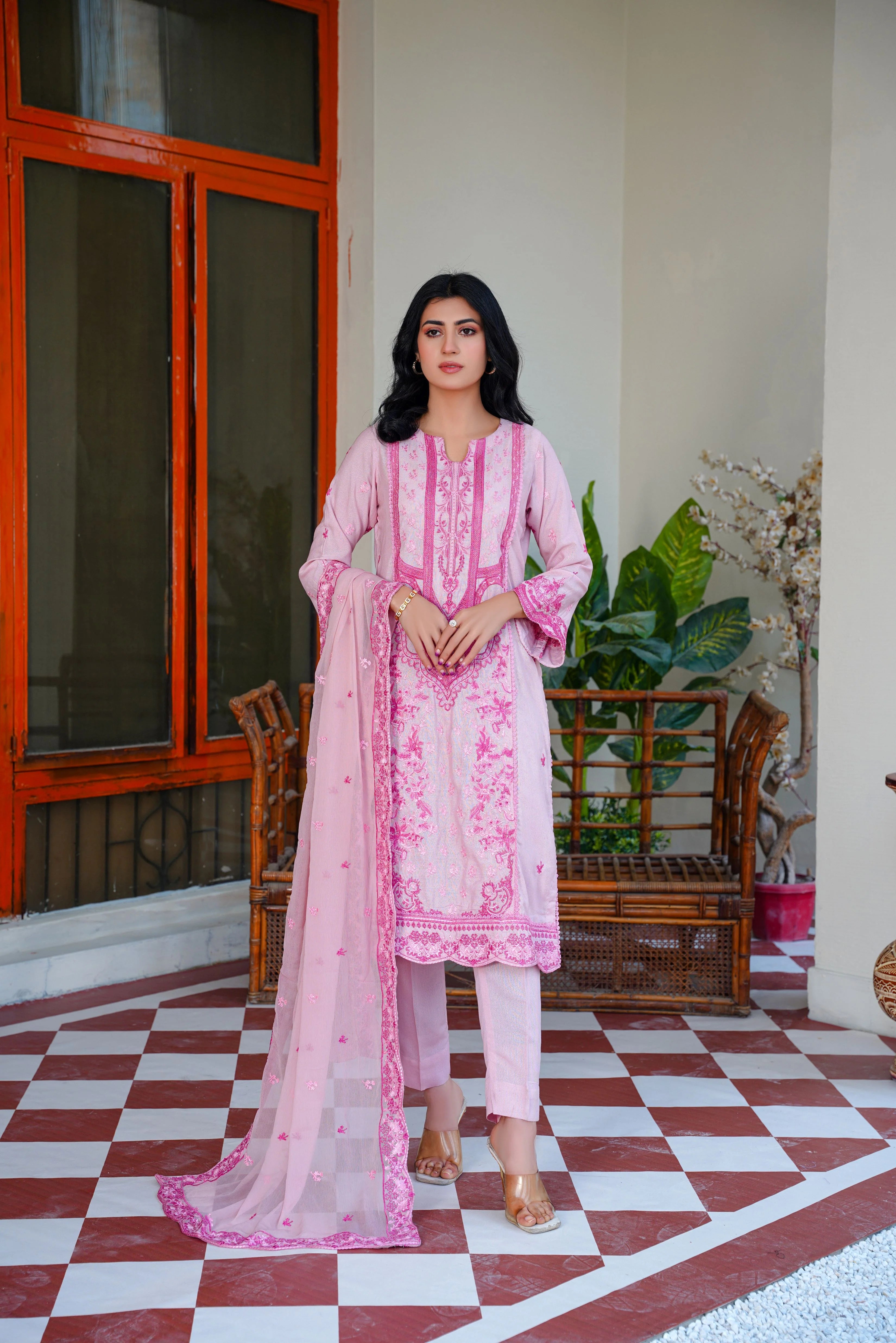 3 PC Karandi Embroidered Dress Unstitched