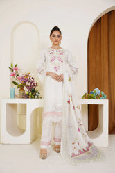 White Embroidered Embroidery Lawn Pret 3 PCs