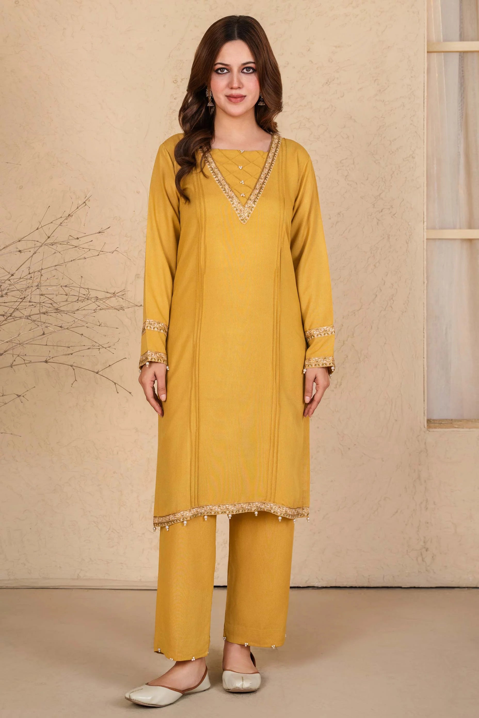 2 PCs Embroidered Karandi Suit Pret