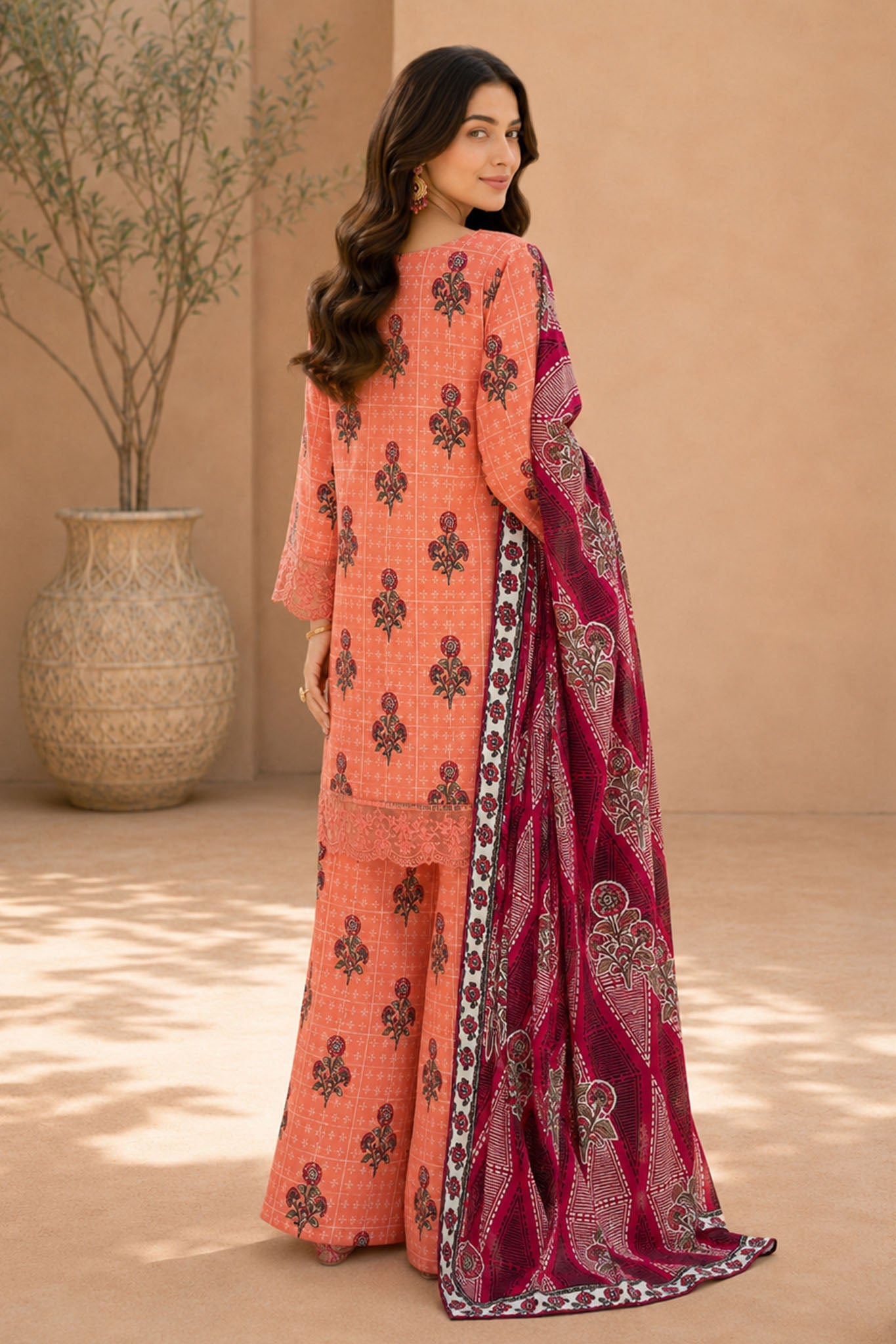 Eleganza E-13 : Stitched Embroidered & Digital Printed Lawn 3pc