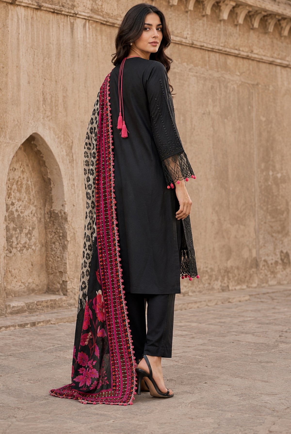 Black Embroidered Pakistani Chikankari Suits Online with Price