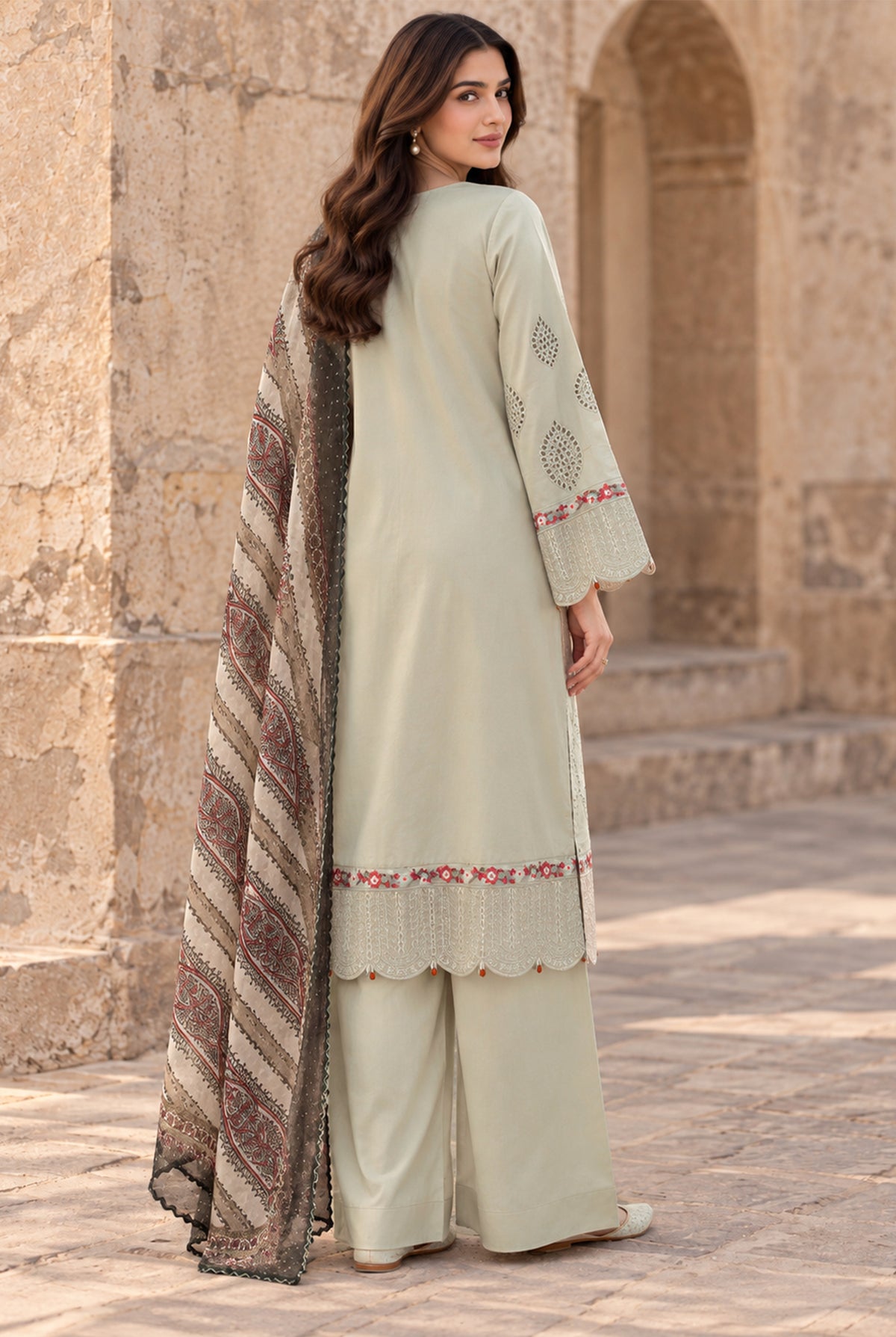 Beige Embroidered Chicken Kari Suit Price in Pakistan