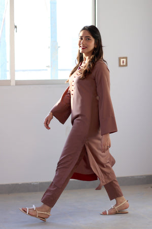Girl wearing stylish georgette dress by Buraqstore with soft styling
