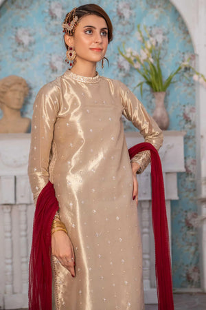Golden dress for wedding stylish maxi dress Pakistan at BuraqStore