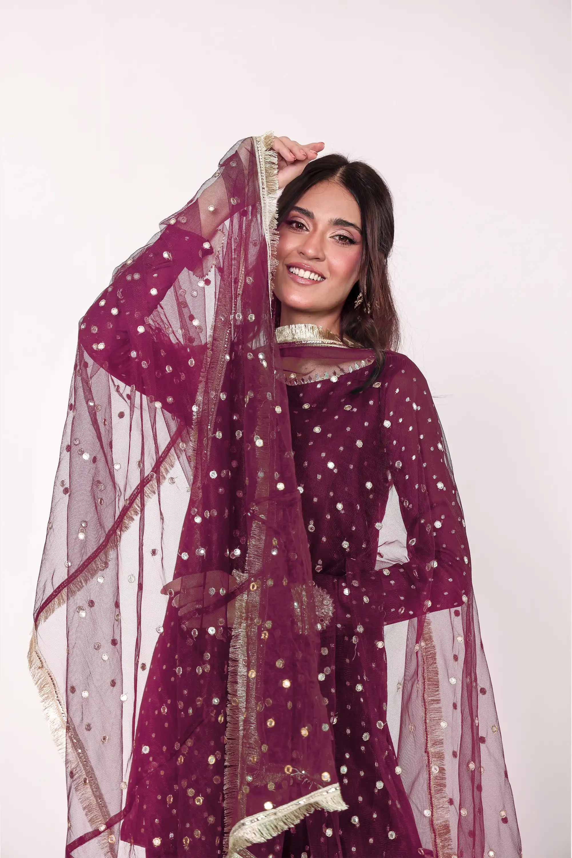 Heer Purple Chiffon Banarsi Pret 3Pcs