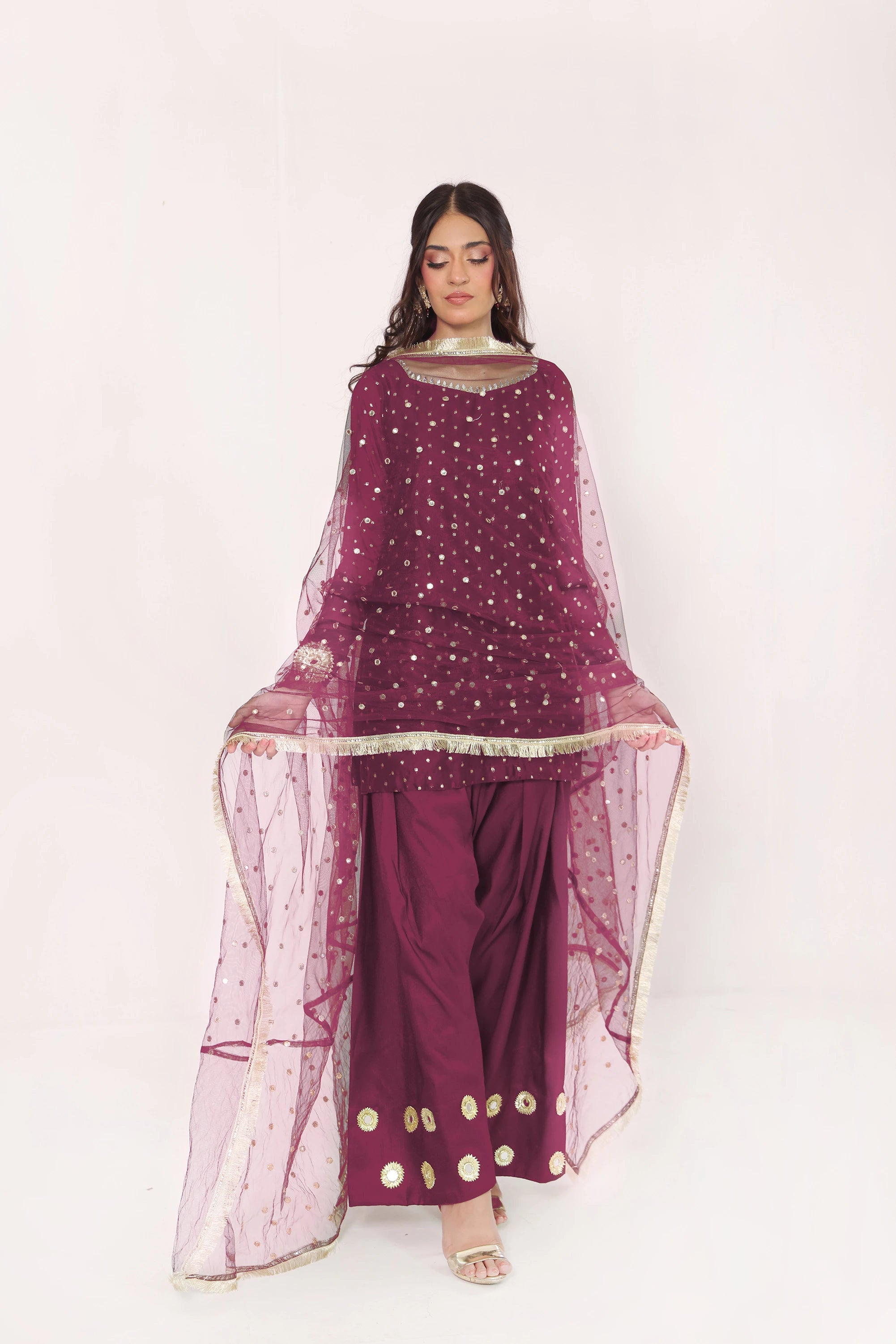 Heer Purple Chiffon Banarsi Pret 3Pcs