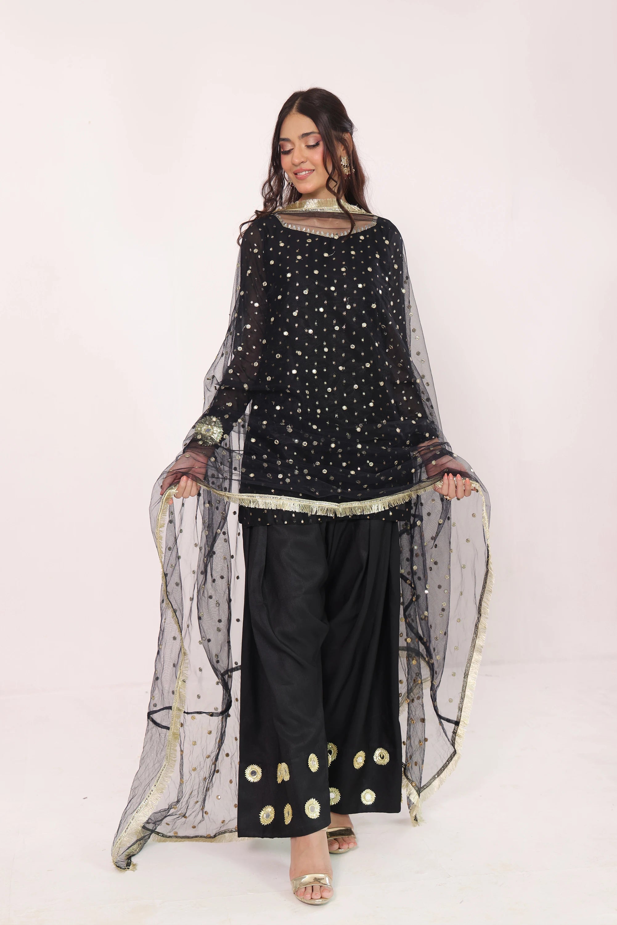 Heer Black Chiffon Banarsi Pret 3Pcs