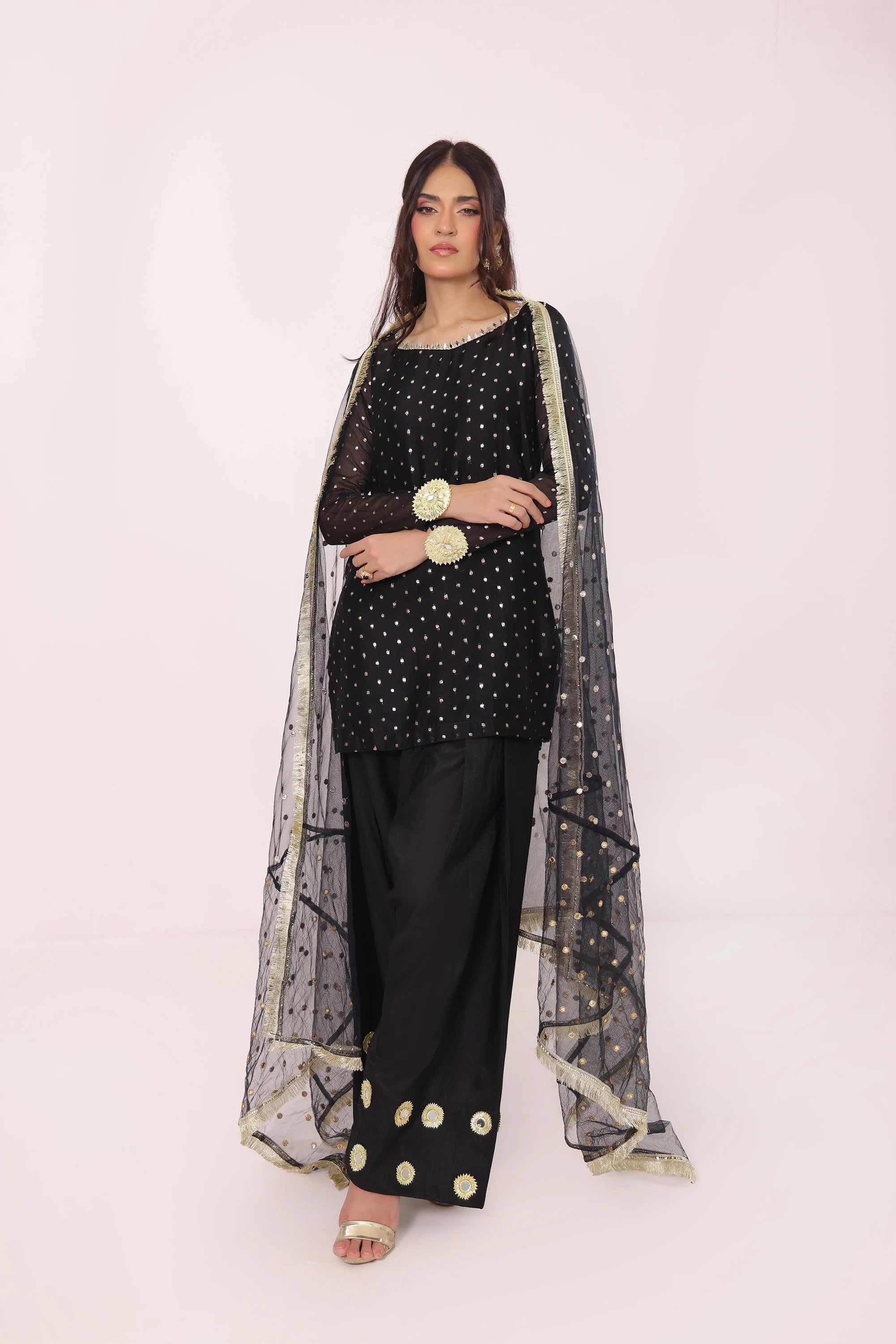 Heer Black Chiffon Banarsi Pret 3Pcs