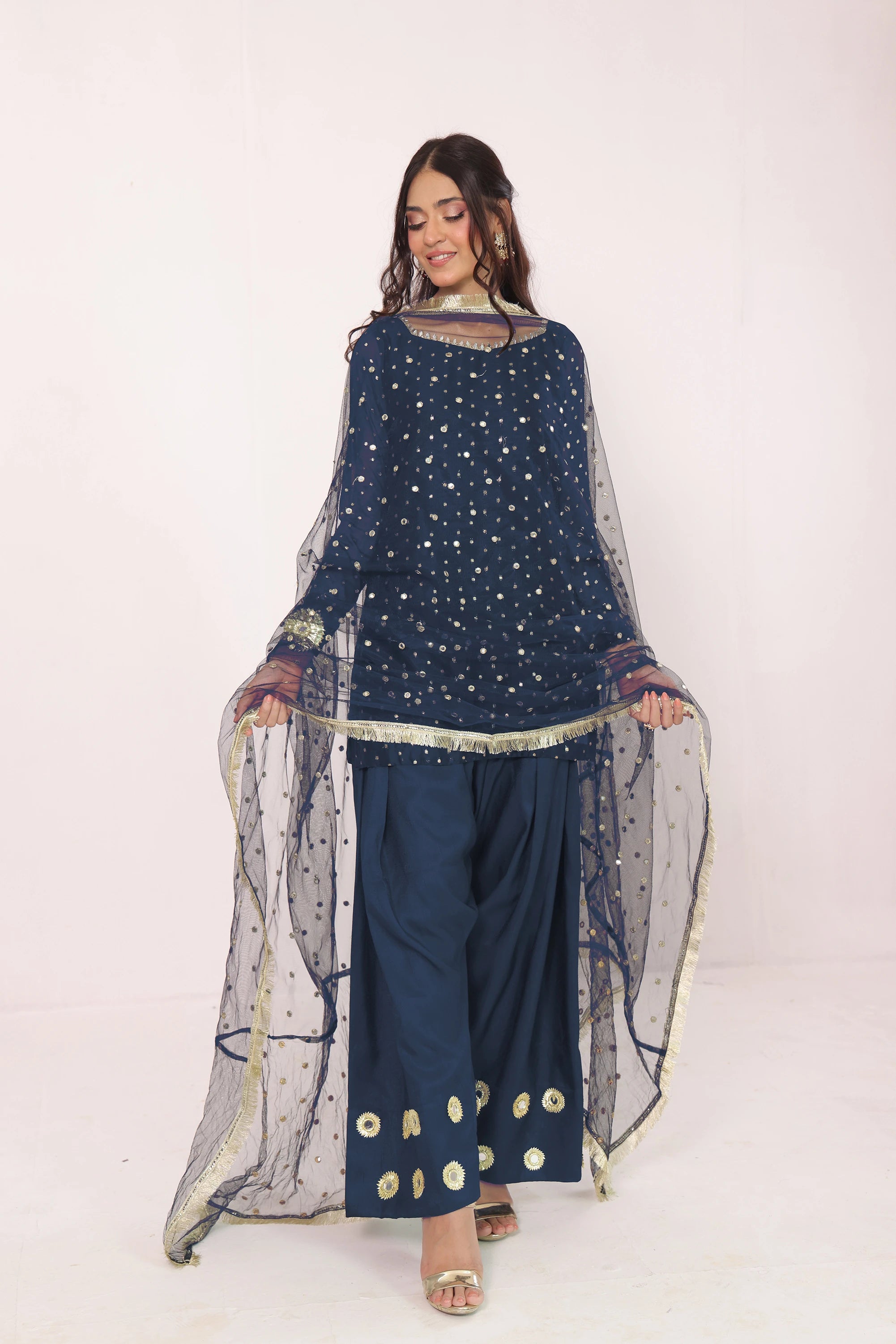 Heer Blue Chiffon Banarsi Pret 3Pcs