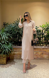 Woody Almond Sleeves Flower Crepe Pret 2 Pcs