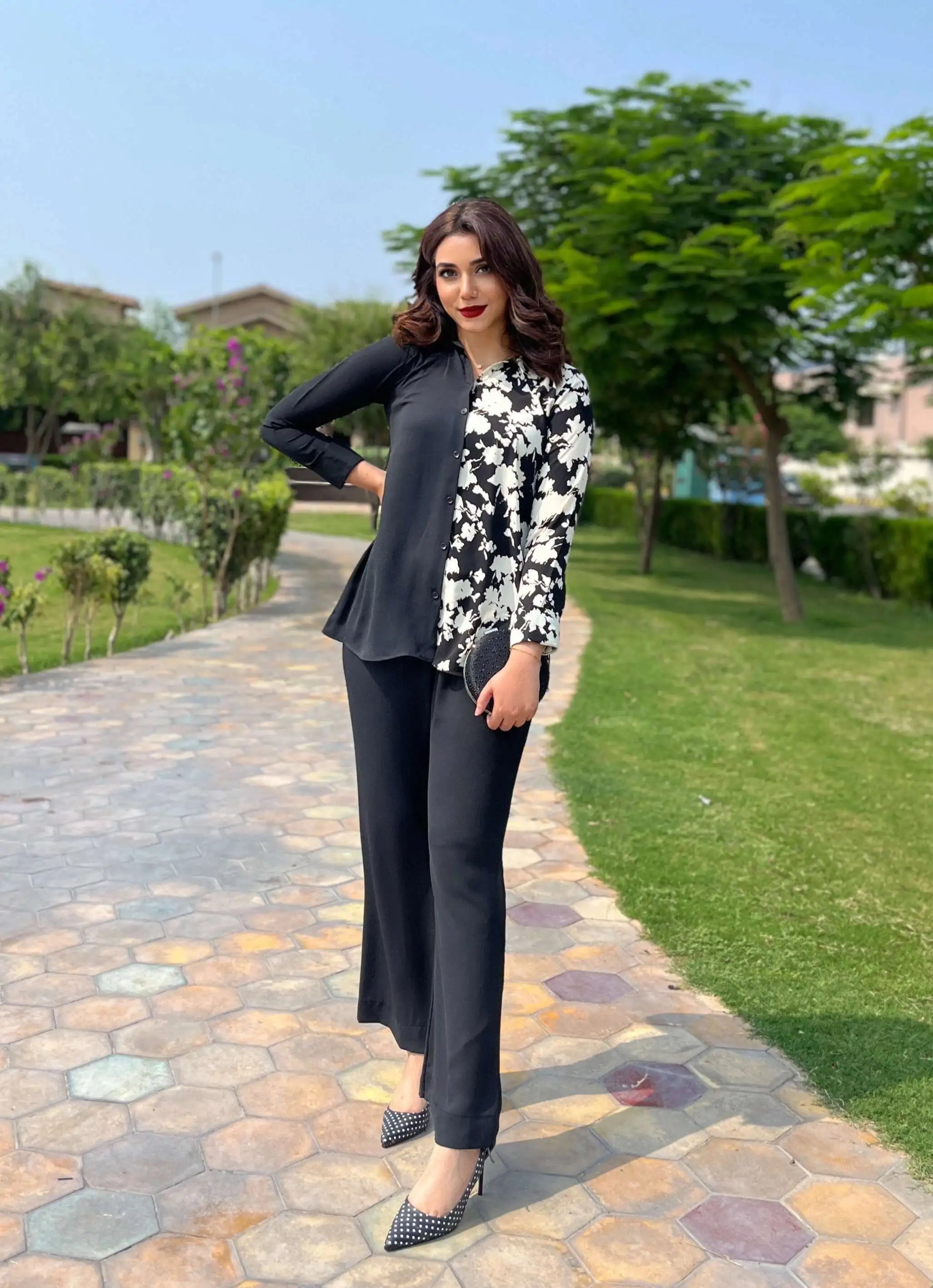 Black Floral Embroidered Pret 2 PCs