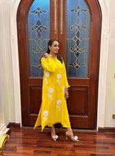 Yellow Flower Embroidered Georgette Pret 2 PCs
