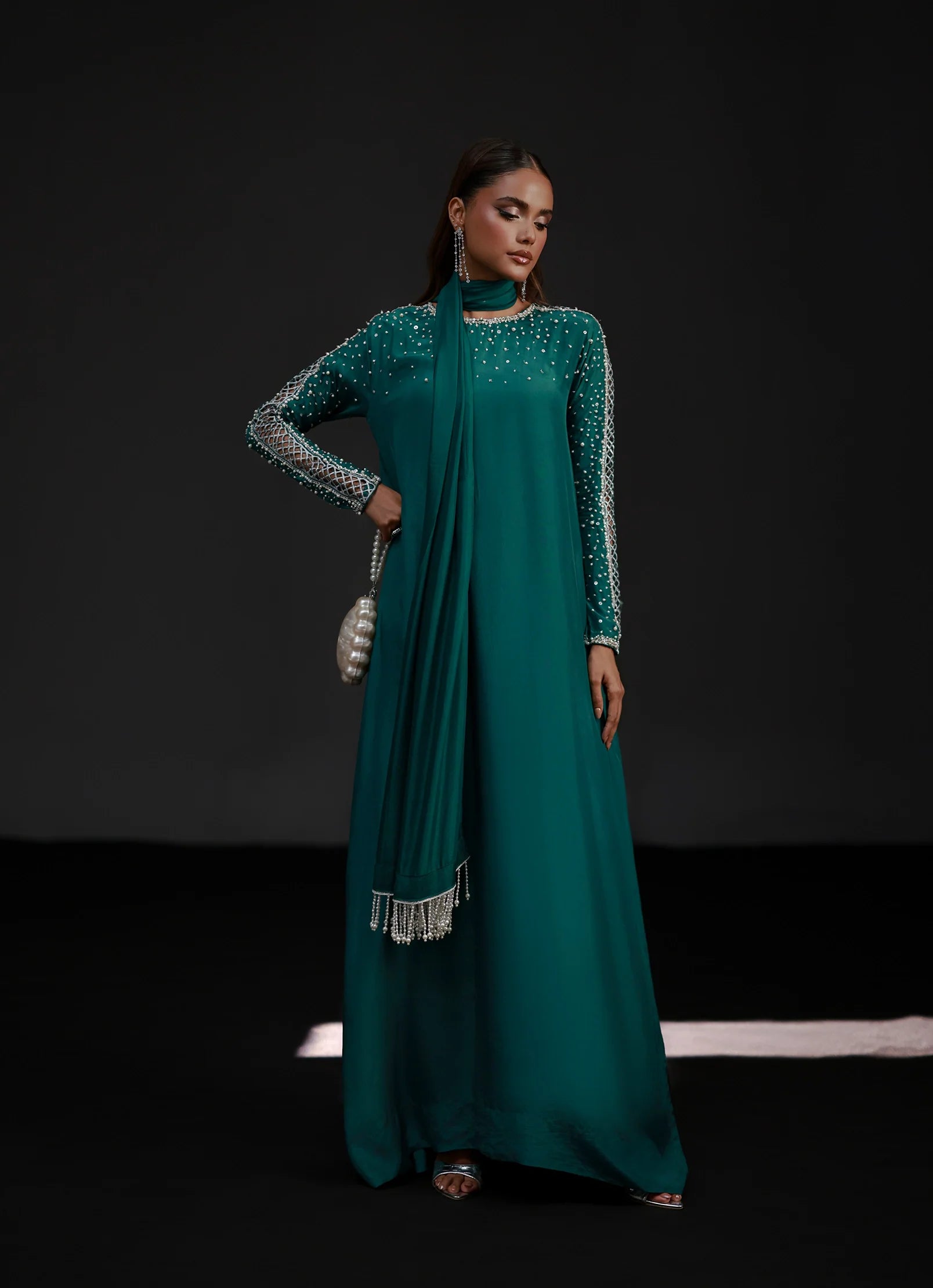Emerald Gem Kaftan Embroidered 2Pcs