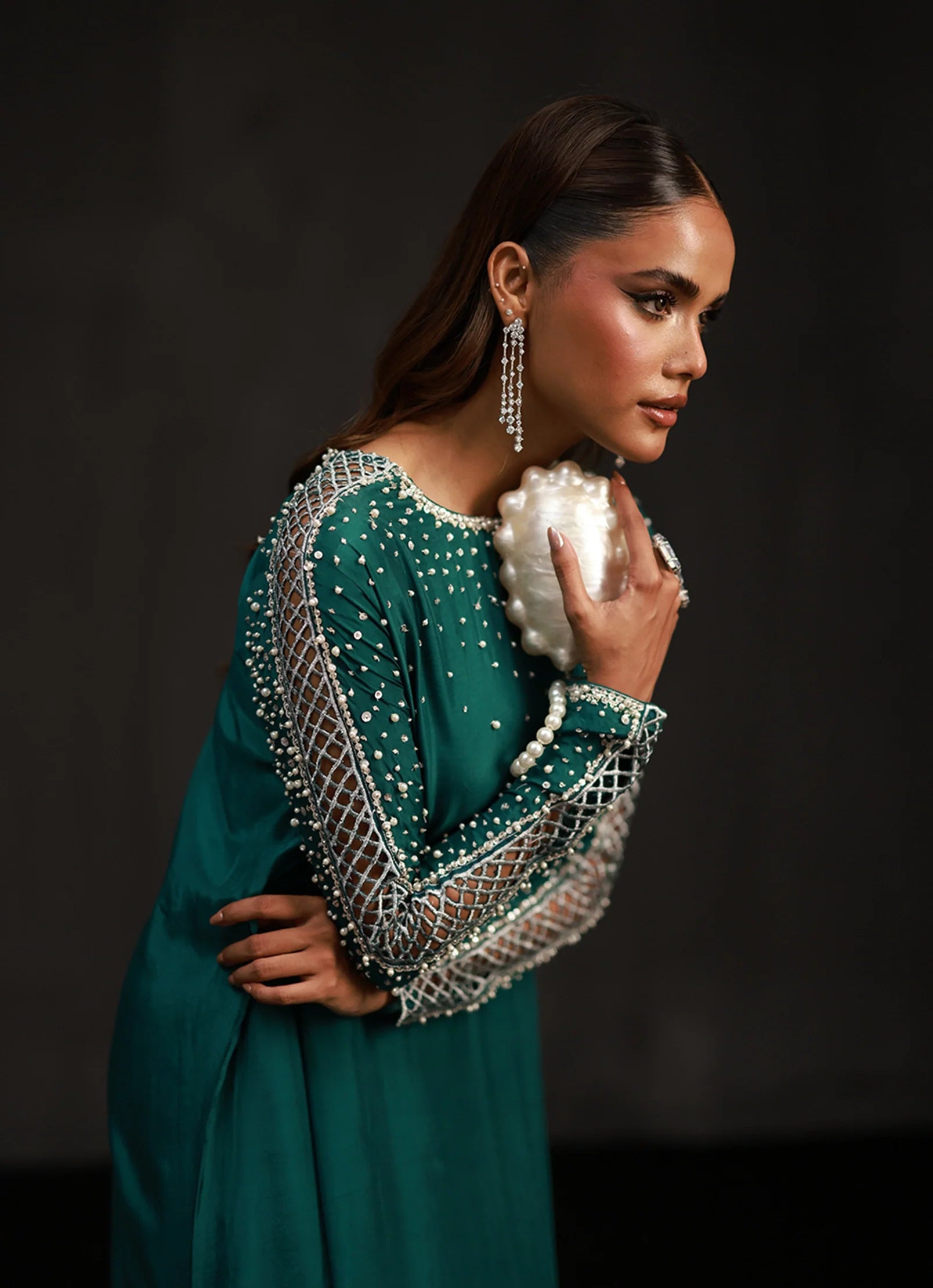Emerald Gem Kaftan Embroidered 2Pcs