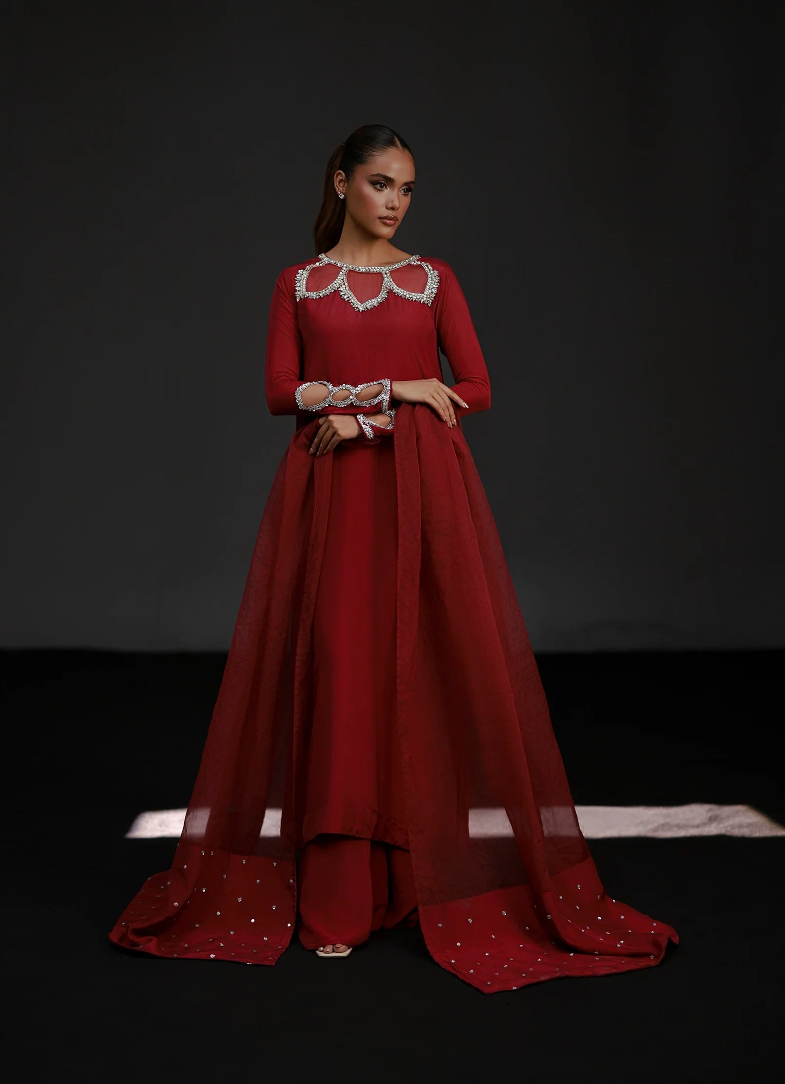 Crimson Jewel Set Embroidered Pret 3Pcs