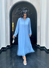 ICE BLUE button Set Fringes Georgette Pret 2 PCs