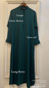 Tunic Green Long Button Co Ord Set 2 PCs