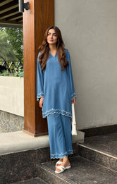 Soft Steel Blue Co-ord Set 2 PCs