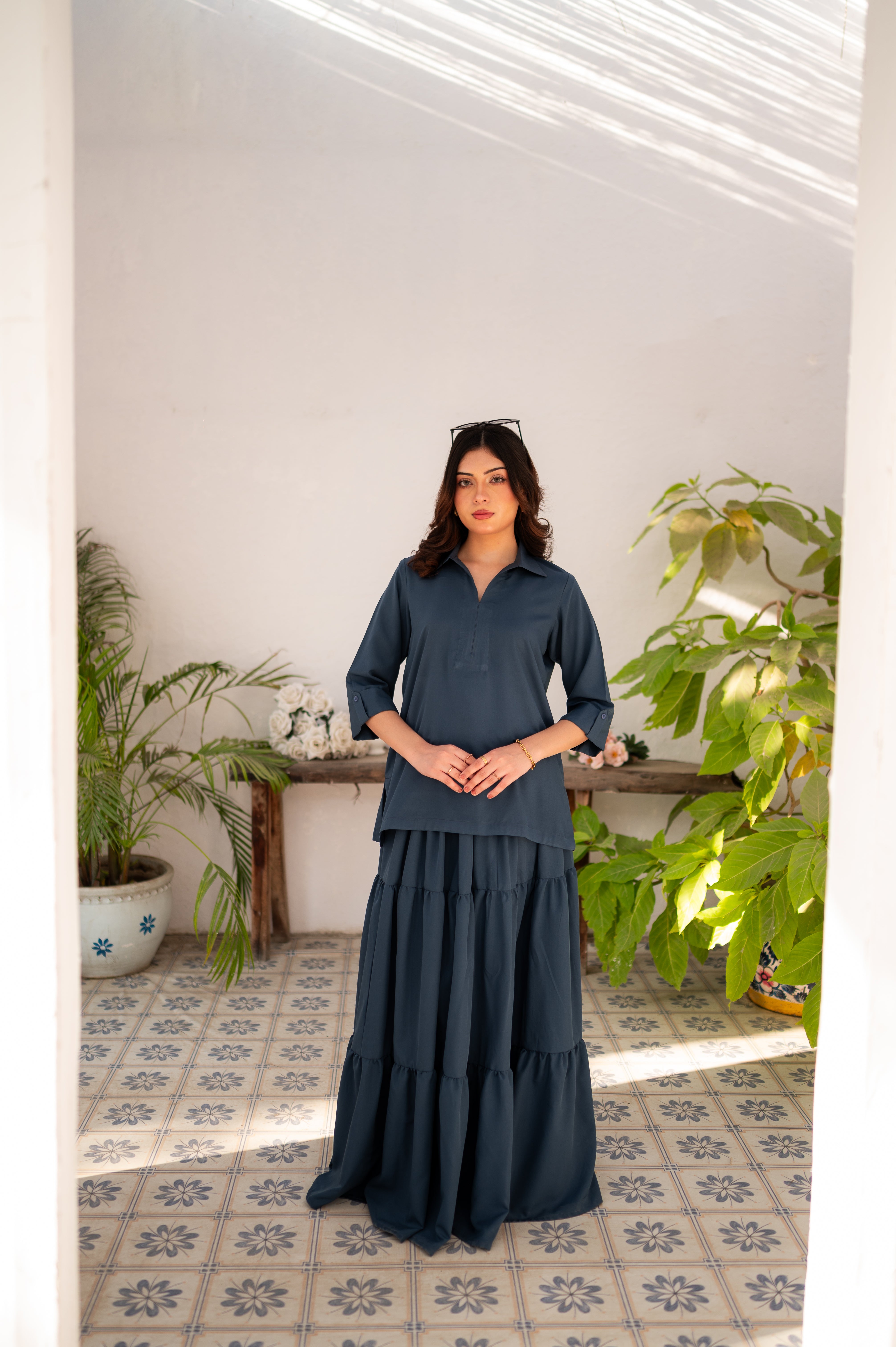 Steel Blue Solid Poly Grip Pret 2 PCs