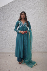 Stripe Embroidered Poly Lawn Frock Pret 2Pcs