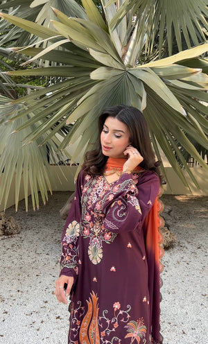 Stylish rustic vine lawn dress by Buraq Store