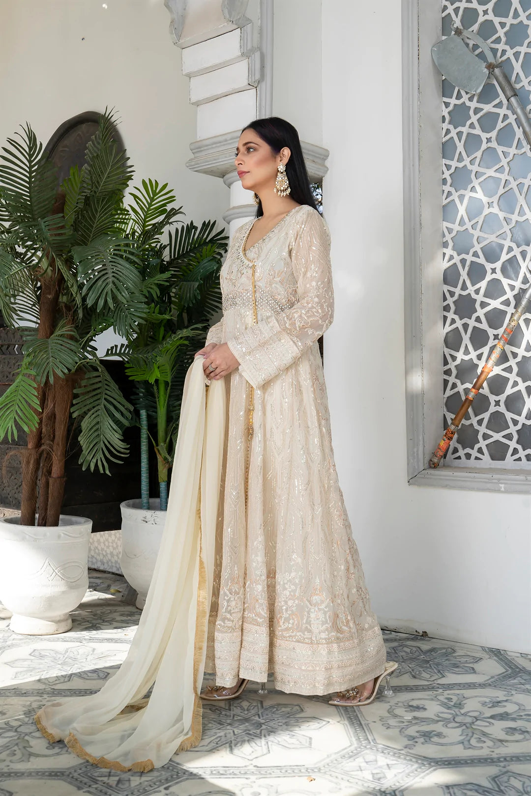 Ivory Essence – Off White Angrakha Shirt (3PCs)