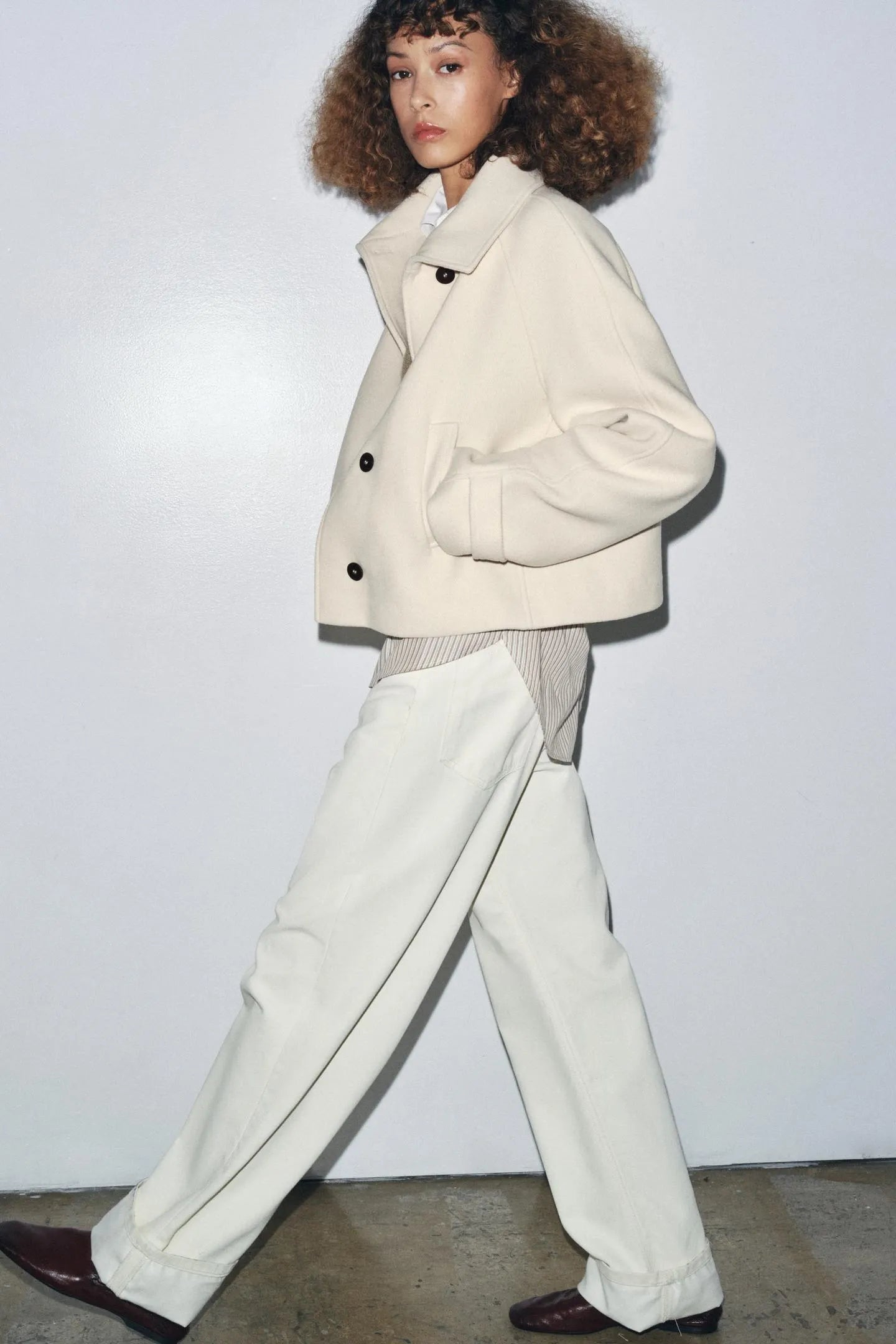 Ivory Wool Winter Jacket For Girls