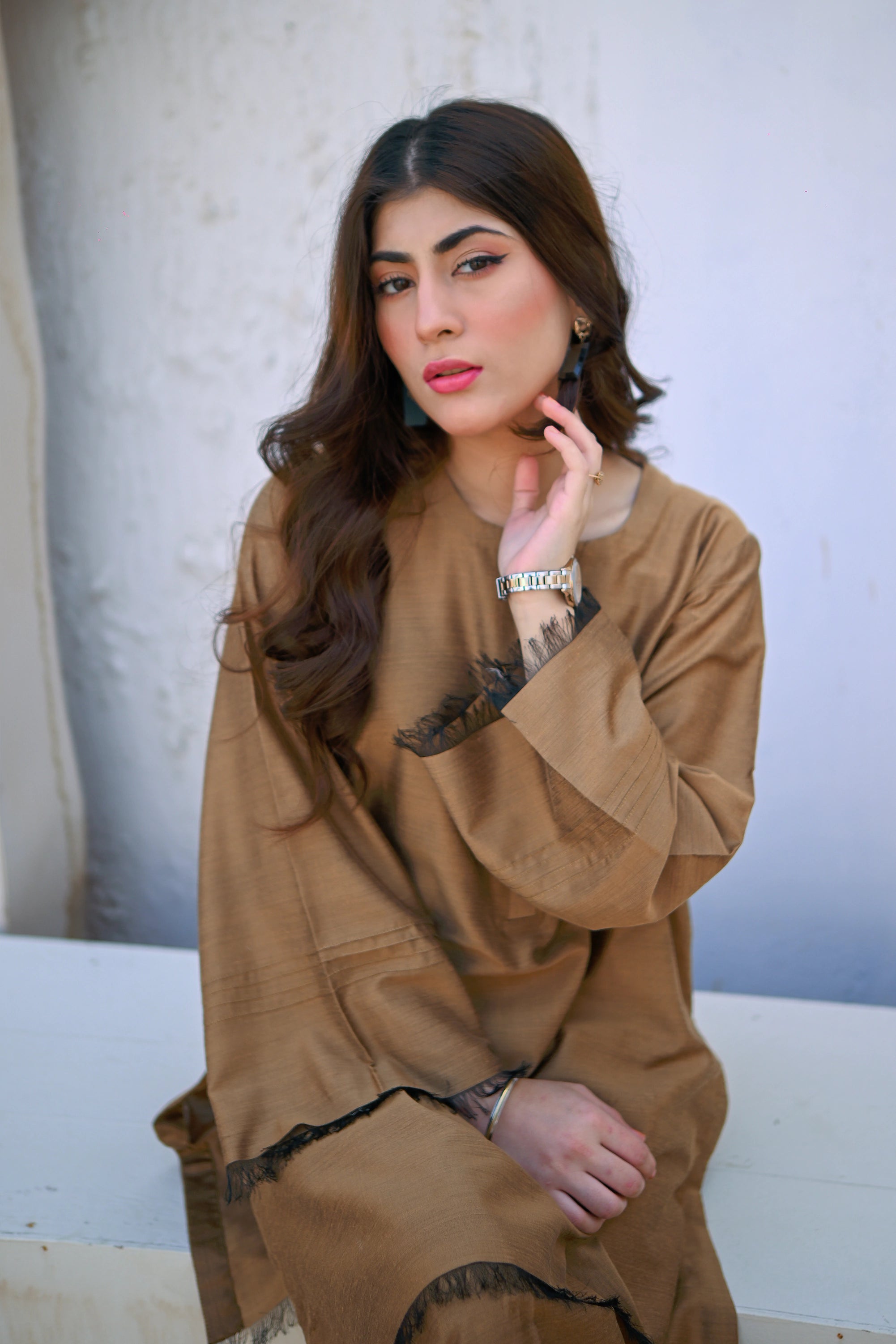 Girl wearing cotton dress by Buraqstore styled for summer comfort