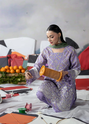 Stylish wedding party dresses Pakistani lavender lawn suit at BuraqStore