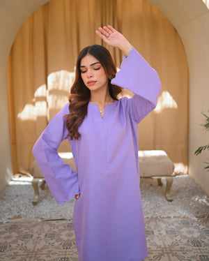 Lavender dress Pakistani formal raw silk suit at BuraqStore