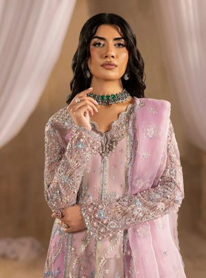 Lavender light purple walima dress elegant organza suit at BuraqStore