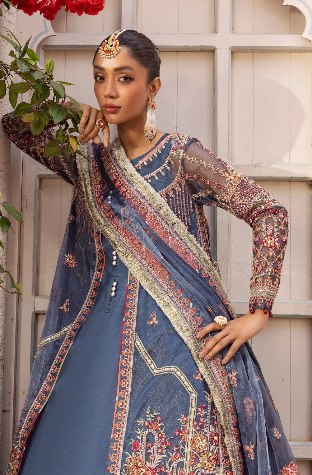 Maharani Net Embroidered Party Maxi Dress