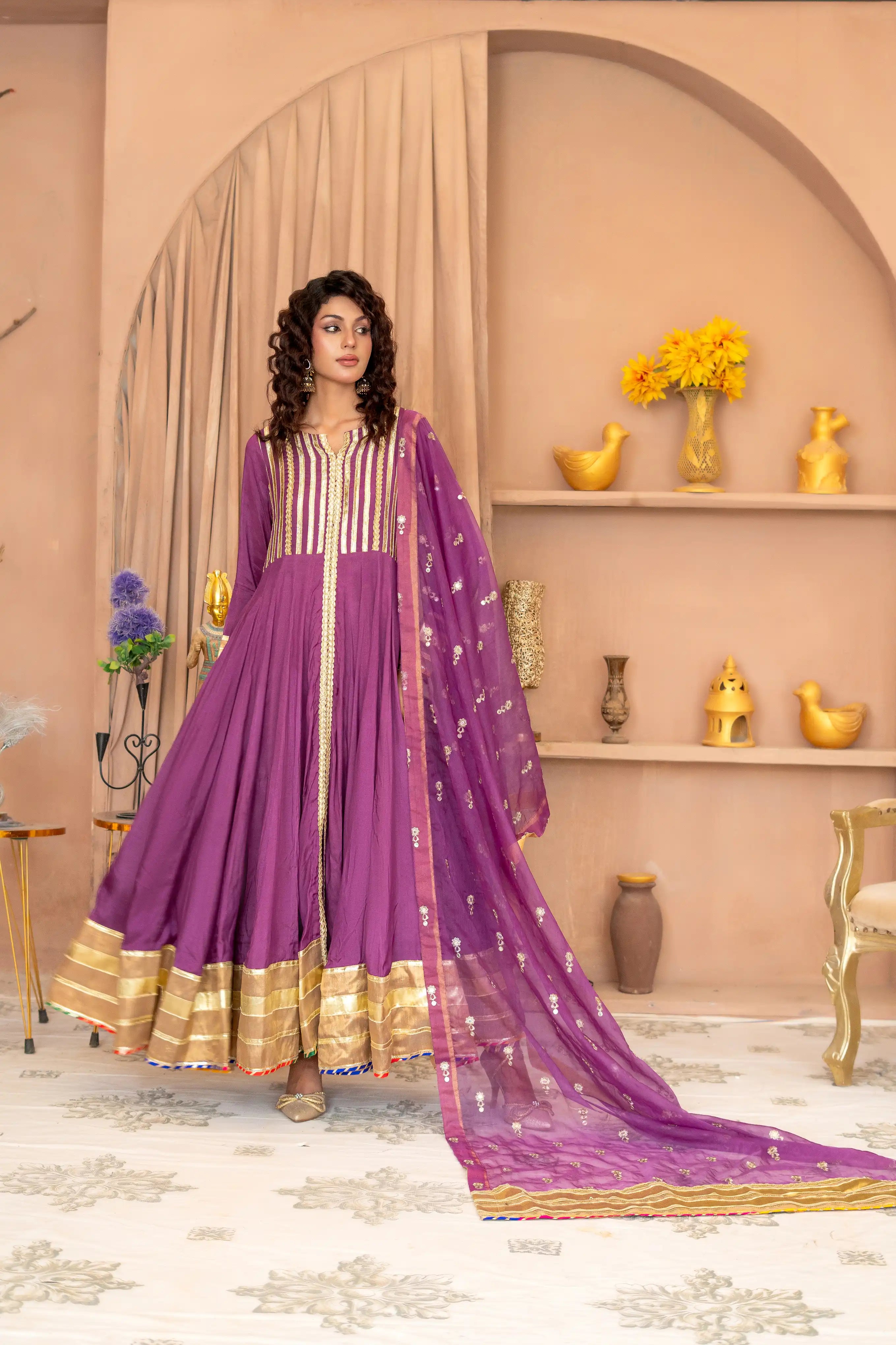 Mahgul Silk Party Wear Maxi Dress