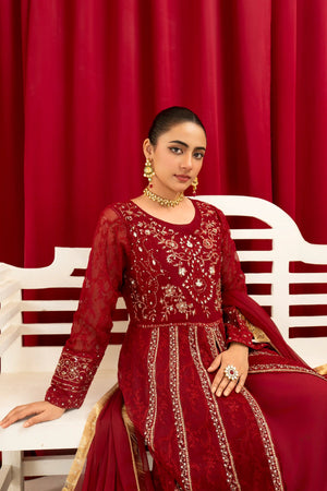 Maroon Chiffon Maxi: Branded Collection