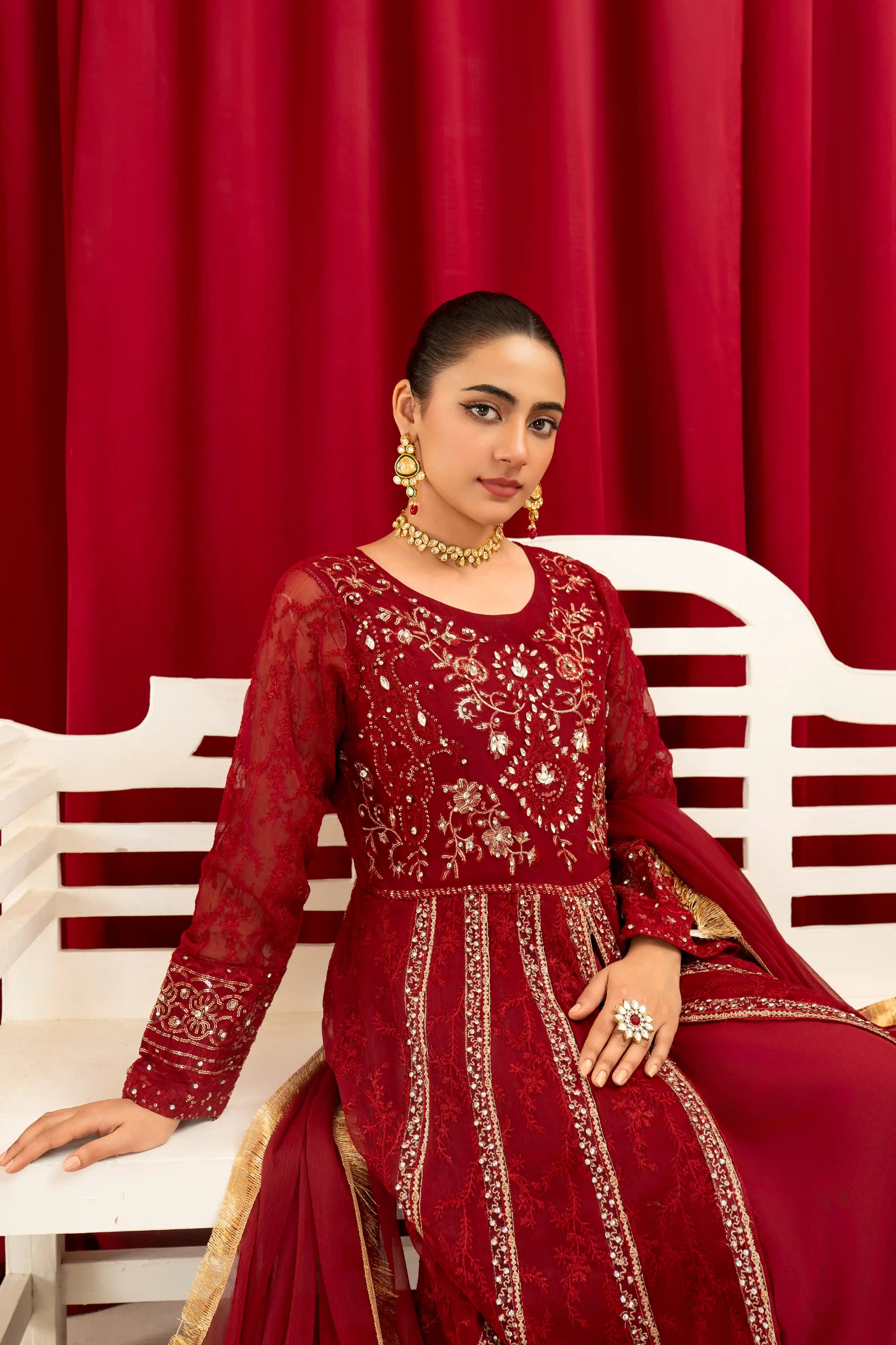 Maroon Chiffon Maxi: Branded Collection