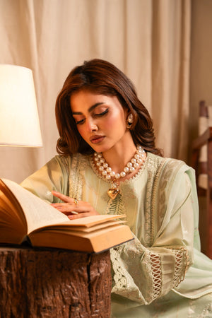 Meadara Embroidered 3Pcs Graceful Cotton Long Frock