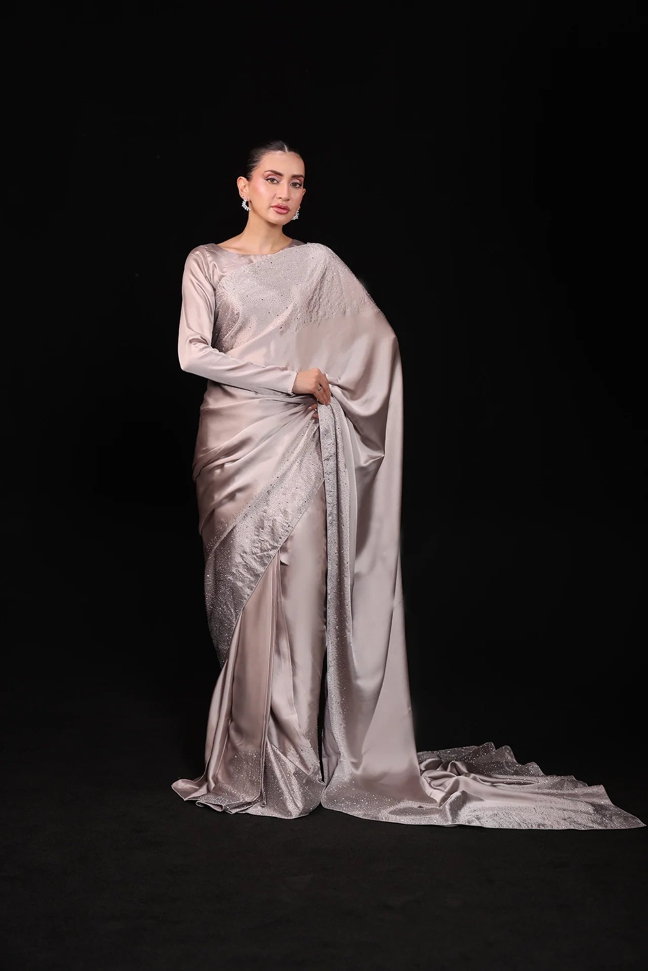 Moon dust Embroidered Silk Saree 2Pcs