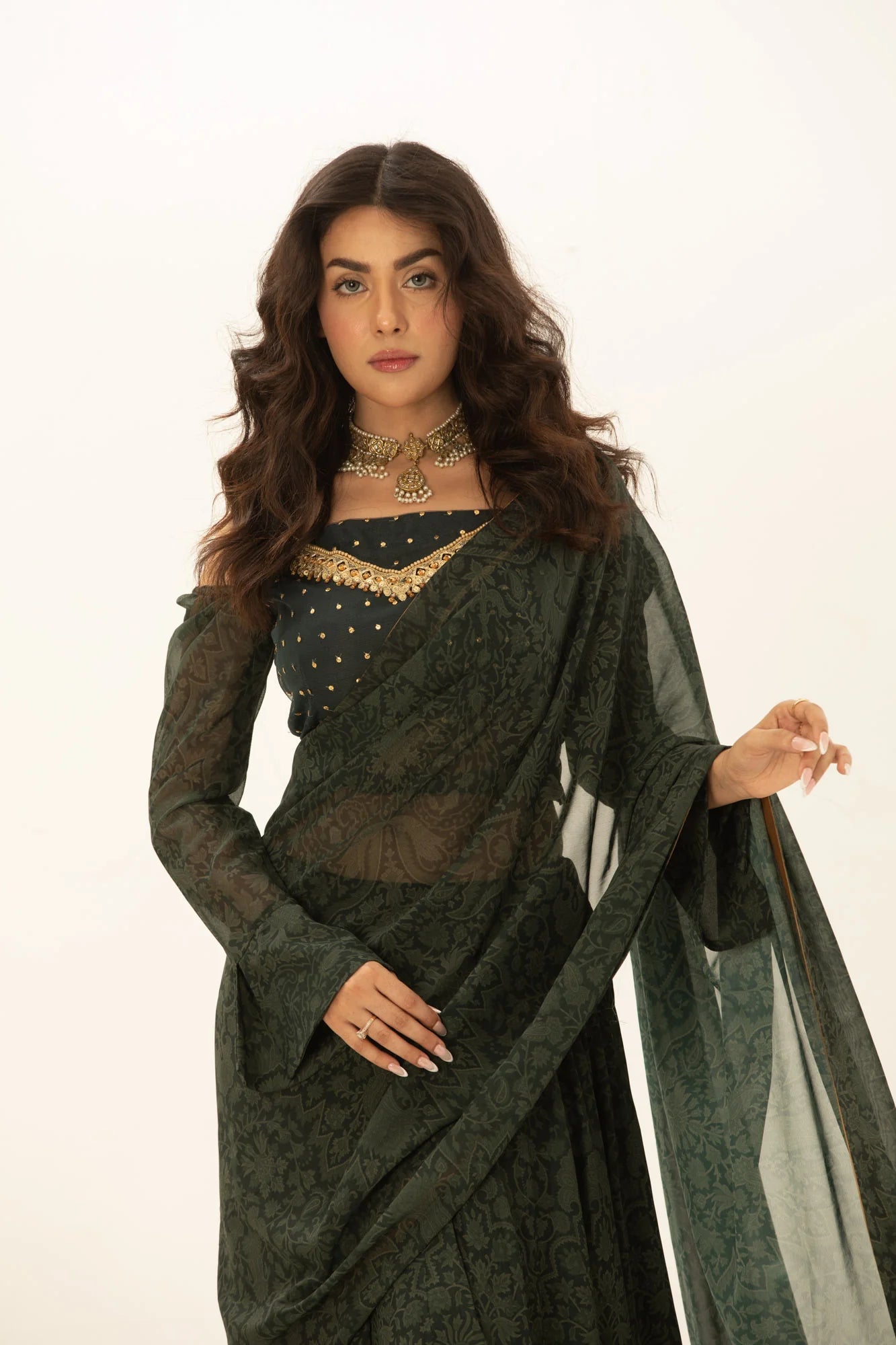 Mughal Muse – Mughal Print Saree 3Pc