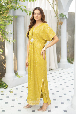 Mustard Long Kaftan Dress