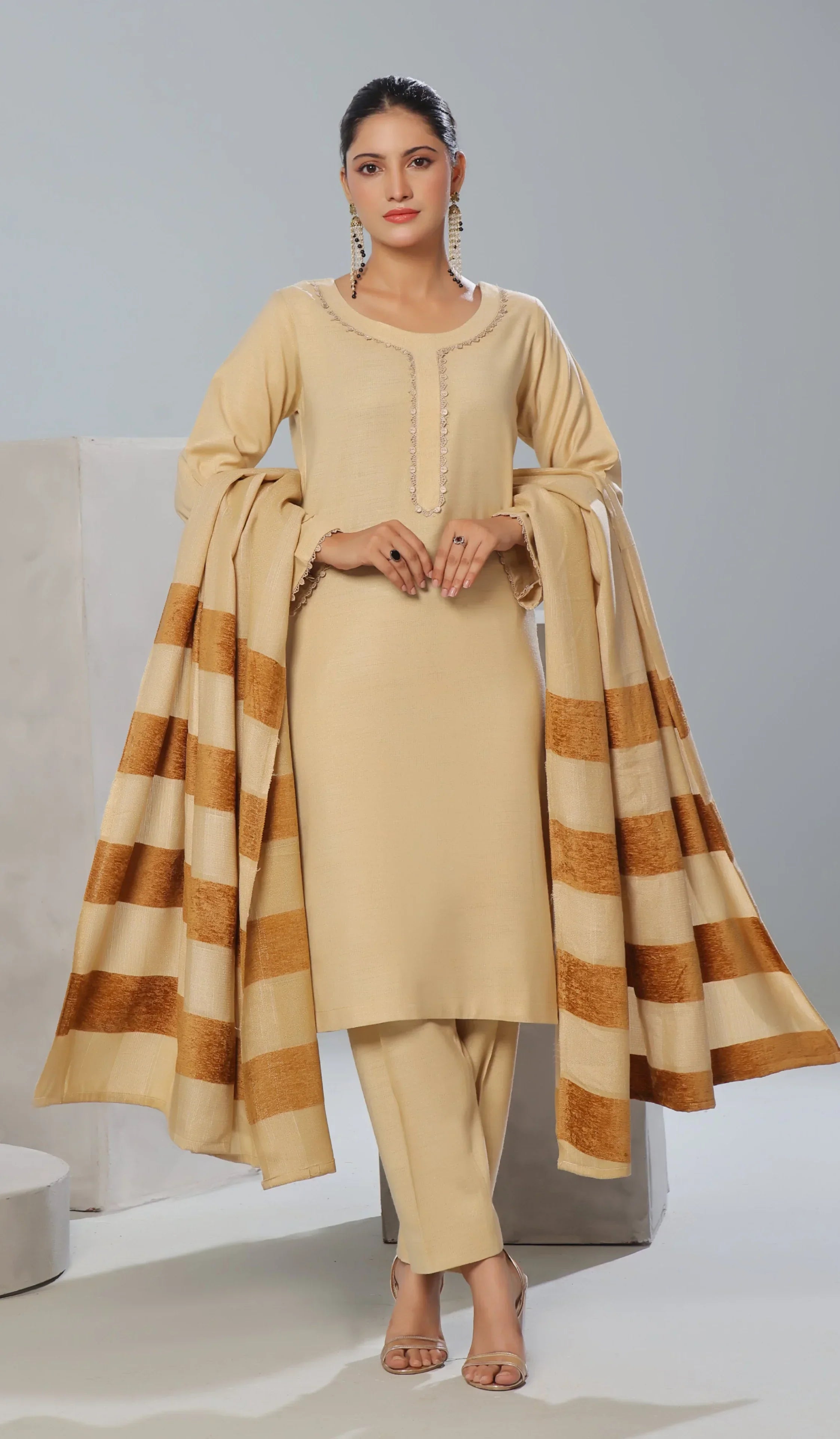 Luxury Leather Peach Collection Unstitched 3 PCs