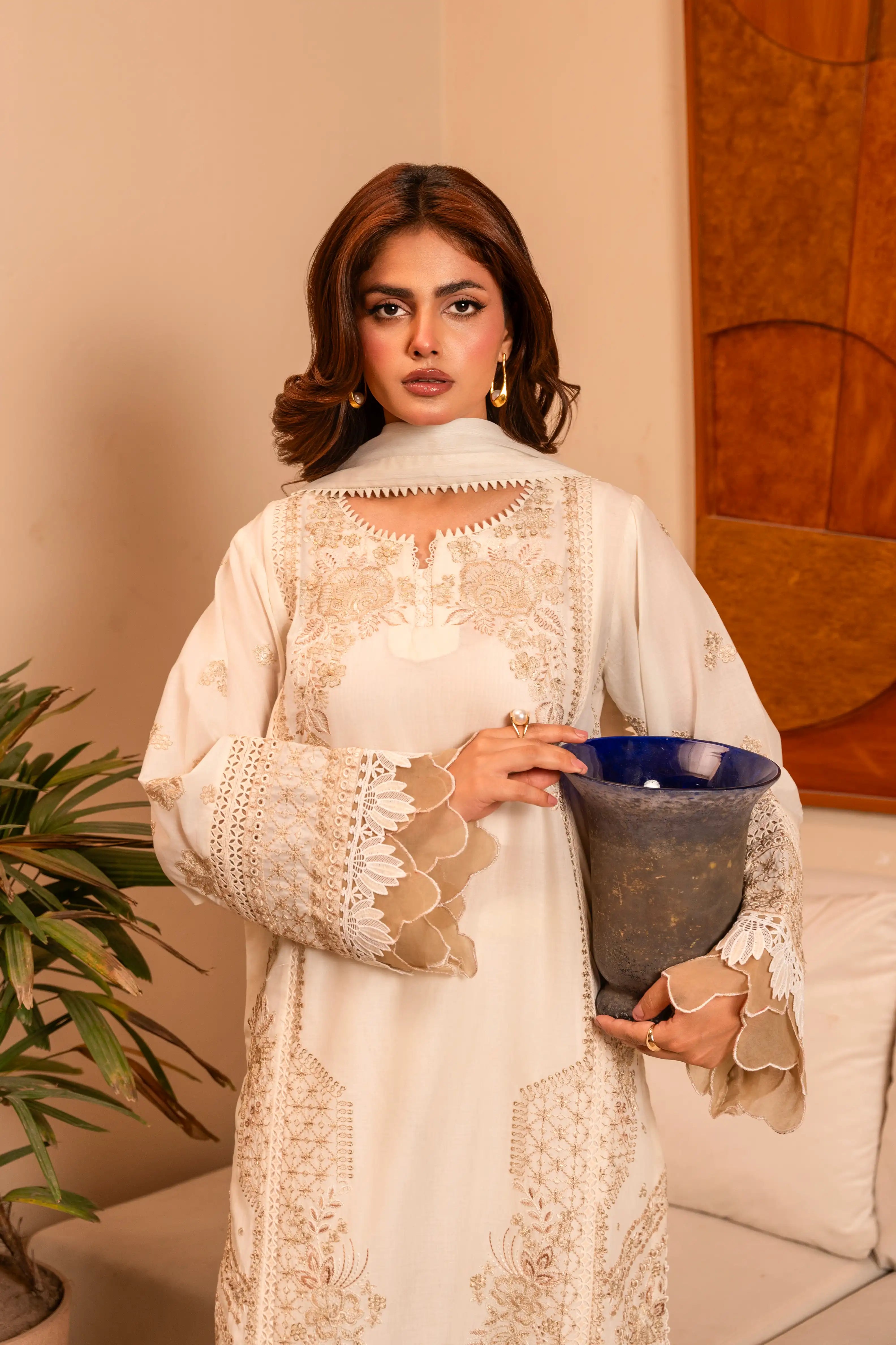 Novera Embroidered 3Pcs Premium Quality Cotton Suit