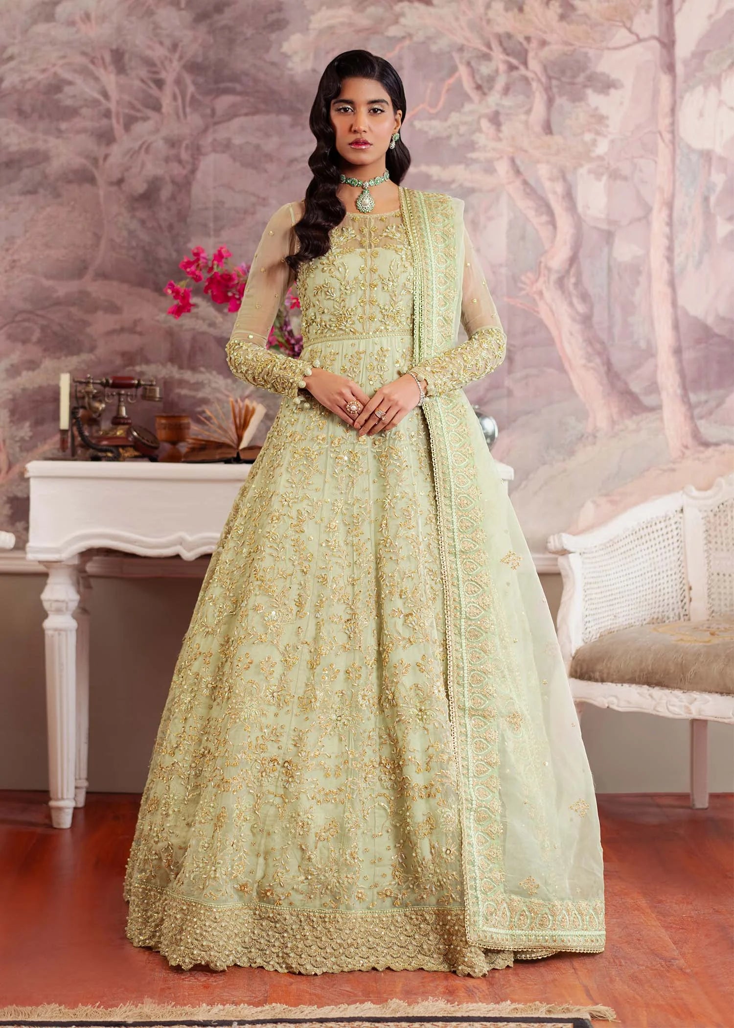 Opaline Organza Embroidered Maxi Design