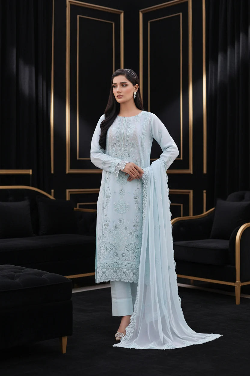 Icy Sky Chiffon Pret 3 PCs